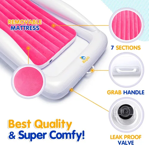 Miniatura 5 de Sleepah Cama de viaje inflable para niños pequeños Cama de aire portátil para niños con protectores de seguridad para niños y bebés – Incluye bomba