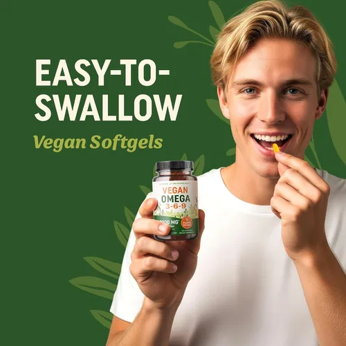 Miniatura 7 de Suplementos veganos de Omega 3 6 9 Mezcla de Omega 369 triple a base de plantas de 2000 mg Apoyo para la salud del corazón, el cerebro, la piel