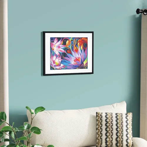 Miniatura 5 de Pintura cuadrada de diamantes de imitación de cristal, fantasía floral dinámica, kit de arte de diamantes 5D para bricolaje, juego de pintura por
