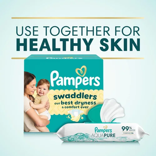 Miniatura 11 de Pampers Aqua Pure Toallitas para bebé, 99% agua, sin fragancia, 896 toallitas para bebé en total (16 paquetes con tapa abatible)