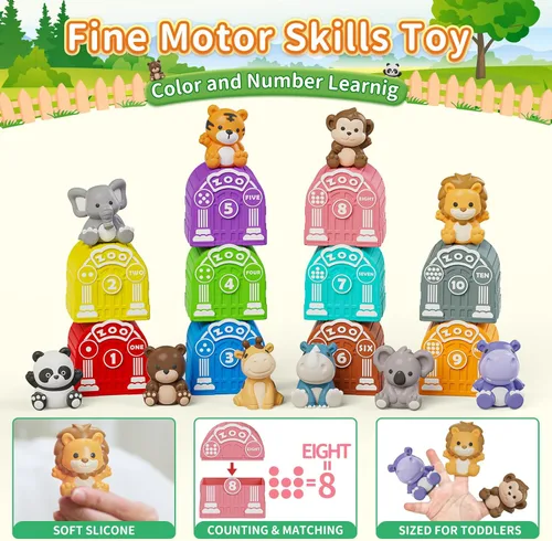 Miniatura 3 de Juguete de aprendizaje para niños pequeños de 1, 2, 3 años, juguetes sensoriales educativos Montessori para contar, combinar y clasificar, 10