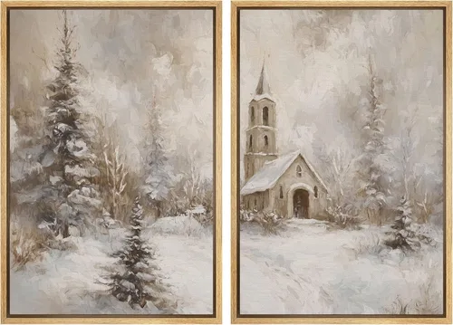 Miniatura 100 de MUDECOR Lienzo enmarcado para pared, bosque brumoso, reflejos, paisaje tranquilo, ilustraciones modernas, arte decorativo, bohemio, tranquilo/zen