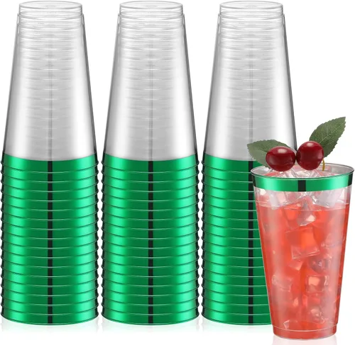 Miniatura 10 de Norme 50 vasos de graduación negros de 16 onzas desechables de plástico para fiestas, vasos de vino para fiestas, vasos antiguos para café, boda