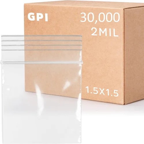 Miniatura 9 de GPI - Paquete de 100 bolsas de plástico transparente con cremallera de 1 x 1 pulgada de grosor, bolsas de plástico transparente con cierre