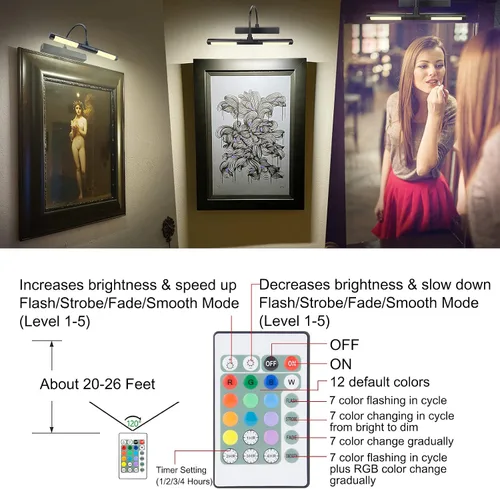 Miniatura 39 de LUXSWAY - Iluminación LED inalámbrica para marcos de fotos, iluminación recargable para exhibición de arte, clip para cuadros, luces para sobre