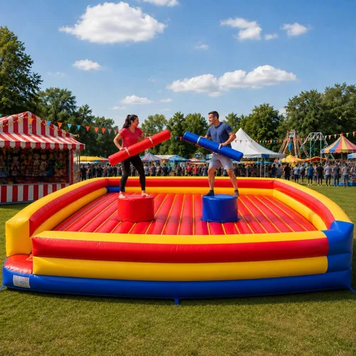 TentandTable Juego inflable interactivo completo de Gladiator Joust Arena de 23 pies por 23 pies, 4.5 pies de alto con dos cascos incluidos, dos