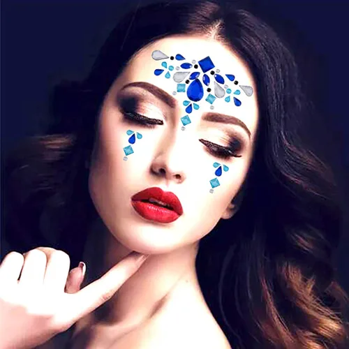 Miniatura 4 de Joyas de cara de diamantes de imitación, gemas de cara de sirena con purpurina de ojos de cristal, calcomanías de piedra para rave, fiesta