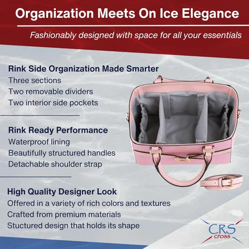 Miniatura 22 de CRS Cross Rink Side Tote. Ice Skating Accessory Bag-Figure Skating, Roller, Inline Skaters, Dance, Cheer.Organizes Guards Water Bottle Phone