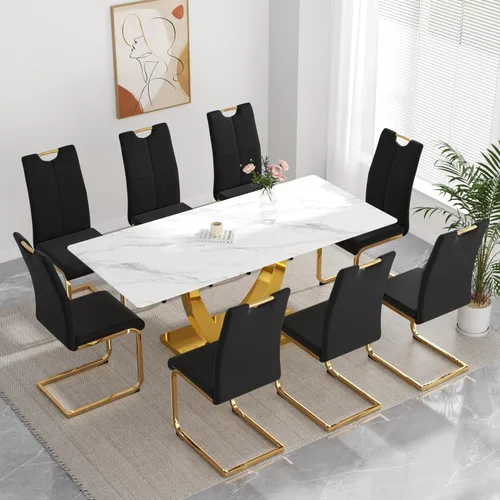 Miniatura 44 de yeag Juego de Sillas de Comedor Modernas de 2 Unidades, Sillas de Cocina y de Sala de Estar con Respaldo Alto, con Patas de Metal Cromado Dorado