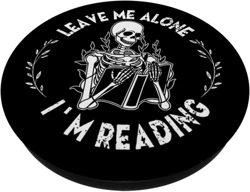 Miniatura 2 de Leave Me Alone I'm Reading - Libro de lectura de esqueleto, PopSockets intercambiables PopGrip