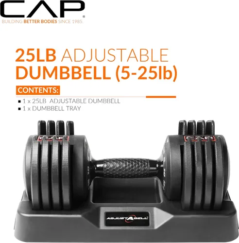 Miniatura 2 de CAP Adjustabel - Pesas de mancuernas ajustables, individuales y pares, 12.5 libras, 25 libras y 55 libras, múltiples opciones de mango