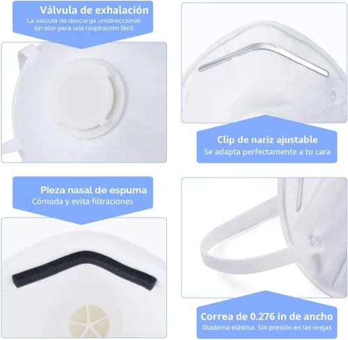 Miniatura 4 de GIKO Máscaras respiradoras N95 – 15 máscaras de seguridad certificadas por NIOSH máscara respiradora de partículas con válvula de respiración
