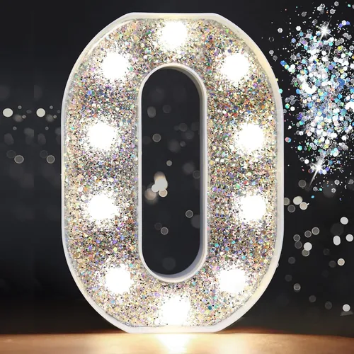 Miniatura 9 de Pooqla - Letras con luces LED para decoraciones de cumpleaños plateadas, letras de marquesina LED para decoración de habitación de adolescentes