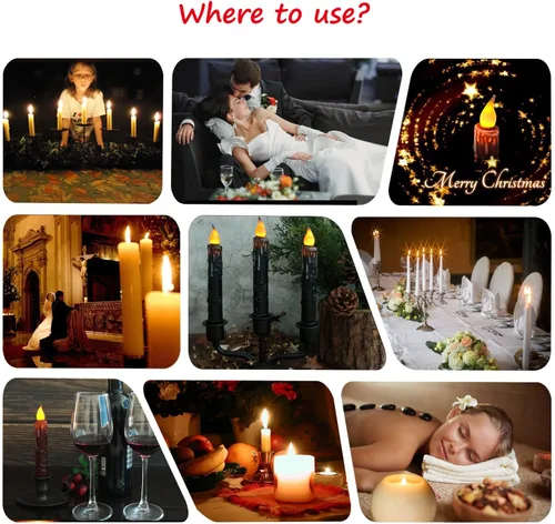 Miniatura 5 de CVHOMEDECO. Velas de cera real sumergidas a mano, funciona con pilas, temporizador, velas cónicas sin llama primitivas del país, 6-3/4 pulgadas