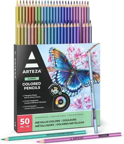 Miniatura 10 de ARTEZA 72 lápices de acuarela, lápices de acuarela en varios tonos, lápices de dibujo de forma triangular