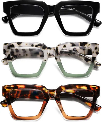 Gafas de Lectura de Gran Tamaño para Mujer, Estilo Oprah, con Bloqueo de Luz Azul, para Computadora, Diseño Cuadrado, Marco Grande
