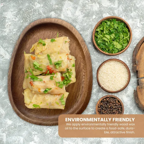 Miniatura 5 de Bandejas de alimentos - Paquete de 2 - Bandeja de alimentos - Bandeja para servir - Bandejas para comer - Bandeja de madera - Bandeja para servir