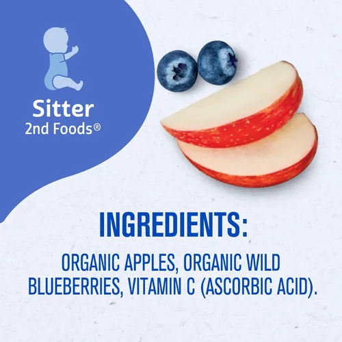 Miniatura 9 de Gerber Alimento para bebés etapa 2, tarro orgánico de arándanos salvajes de manzana, puré de frutas, vitamina C, sin OMG, fruta de alimentos