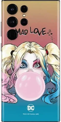 Skinit Calcomanía para teléfono compatible con Samsung Galaxy S22 Ultra, diseño oficial de Warner Bros Harley Quinn Mad Love