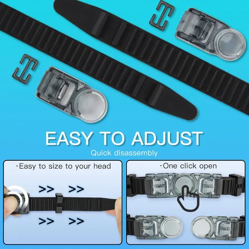 Miniatura 7 de Seago Gafas de natación sin fugas, antivaho para piscina, para adultos, hombres, mujeres, jóvenes, protección UV, visión clara de 180°