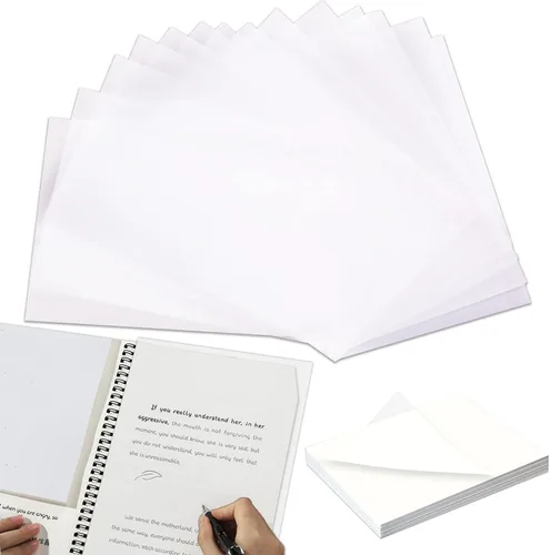 Papel de calco, papel de dibujo, 250 hojas, papel de transferencia, tamaño A4, 8.3 x 11.7 pulgadas, bloc de papel de calco, blanco, translúcido,