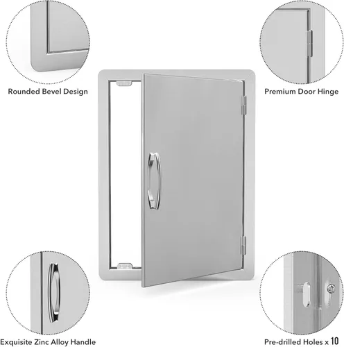 Miniatura 5 de Stanbroil Puerta de acceso vertical simple de acero inoxidable, 17 1/4 pulgadas por 24 1/4 pulgadas