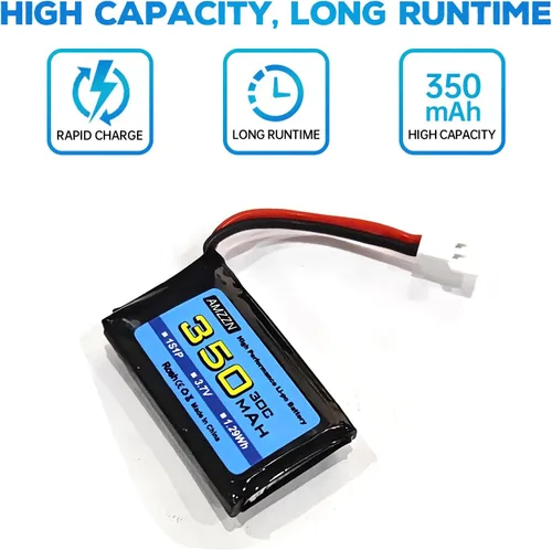 Miniatura 7 de 5 pilas Lipo de 3.7 V 350 mAh 1S con enchufe Molex y cargador para Syma X11C WLToys V911S RC Drone, XK A150 BF-109 FX651 FX621 Z60 Jet F-16 F-22