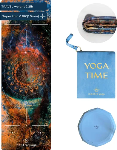 Miniatura 14 de Mantra Yoga Travel PRO 1.5mm con almohadilla para las rodillas - Esterilla plegable para fitness y ejercicio con bolsa Ligera, compacta