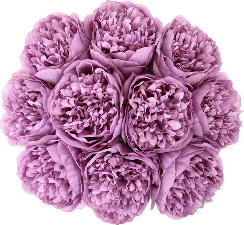 Miniatura 16 de U'Artlines 10 cabezas de peonías artificiales de seda, hojas y flores para decoración del hogar, oficina, bodas, fiestas, festivales y bares (negro)