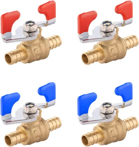Miniatura 10 de EFIELD Válvula de bola de latón con cierre Pex de 1/2 pulgada para agua potable caliente y fría, con nivel de mariposa, (VALVE167)
