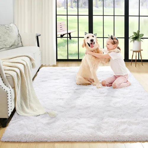 Miniatura 35 de Noahas - Alfombra suave y afelpada para habitación de niña y sala de estar, colorida, decoración para guardería, teñido anudado arcoíris, azul