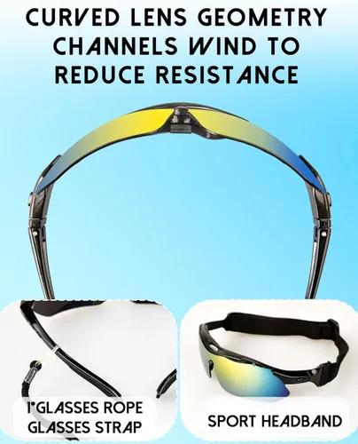 Miniatura 5 de Gafas de sol polarizadas para hombres y mujeres, 5 lentes con protección UV, antirreflejos, para deportes, béisbol, correr Negro claro