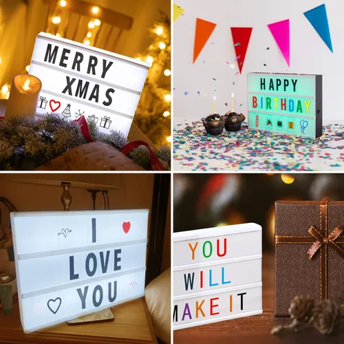 Miniatura 4 de Juego de letras de caja de luz cinematográfica de alta calidad, 293 piezas (104 negros + 104 multicolor + 85 iconos) – Nueva edición de plástico A4