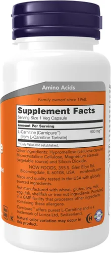Miniatura 2 de NOW Foods CARNITINA 500mg 60 VCAPS