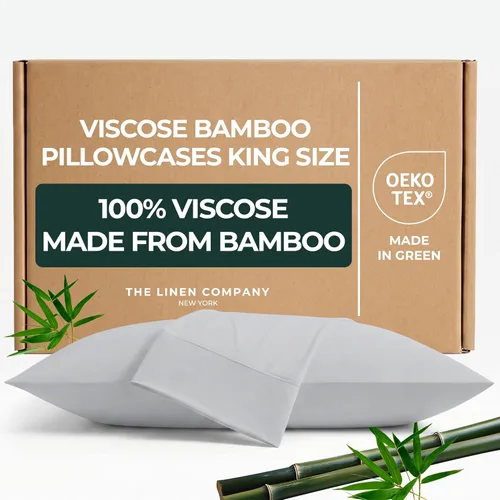 Miniatura 12 de Juego de 2 fundas de almohada tamaño King de viscosa de bambú 100% cultivadas orgánicamente, refrescantes y transpirables, suaves como la seda