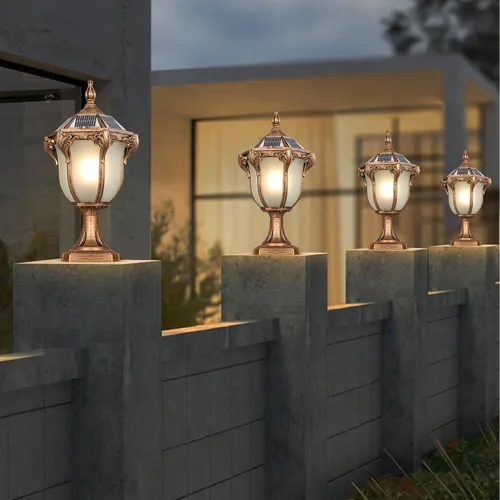 Miniatura 5 de SLAWA 2 paquetes de lámparas de pilar solar de 18.1 pulgadas, luces de tapa de poste exterior, lámparas de iluminación de poste de energía solar