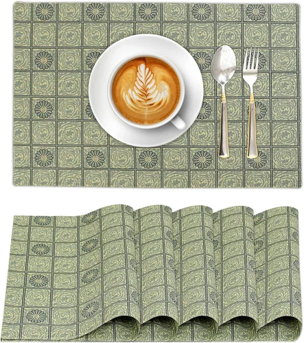 Miniatura 20 de Ruvanti Juego de manteles individuales de lino de 6-13x19 pulgadas, dobladillo clásico, resistentes al calor, lavables a máquina, suaves y Hielo