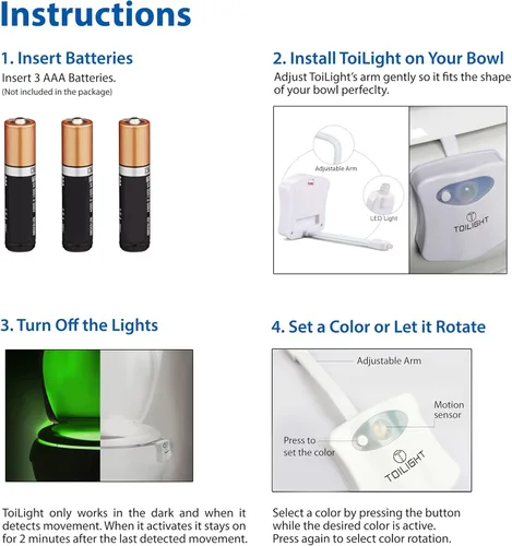 Miniatura 9 de 2 unidades. La luz nocturna original para taza de inodoro. Divertido y útil dispositivo con sensor de movimiento para el baño. Idea de regalo