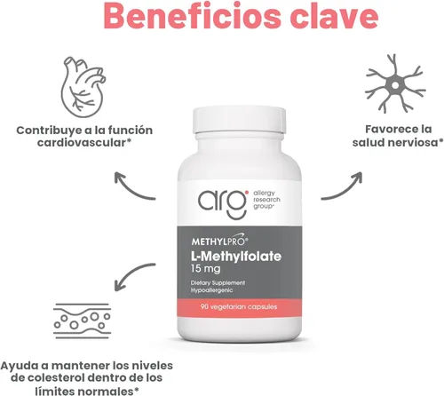 Miniatura 4 de MethylPro L-metilfolato 15 mg - L metil folato, suplemento de metilfolato para mujeres y hombres, vitamina B9 metilada (5-MTHF) para la salud