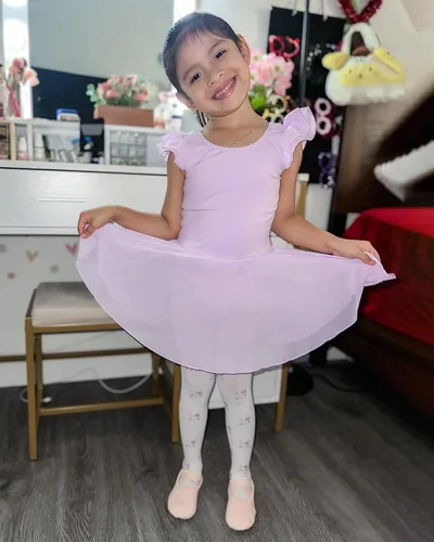 Miniatura 2 de Stelle Leotardos de ballet para niñas, leotardo de baile con falda, traje de ballet rosa, manga con volantes, vestido de baile para niños