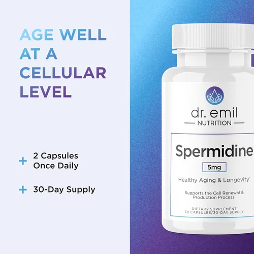 Miniatura 6 de DR. EMIL NUTRITION Suplementos de espermidina de 5 mg para hombres y mujeres Suplemento para el envejecimiento Espermidina pura 3HCL y tiamina