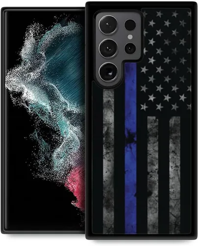 Miniatura 20 de DJSOK Funda compatible con Samsung Galaxy S22 Ultra, diseño con patrón de parachoques trasero, esquinas reforzadas contra arañazos, esquinas Bandera