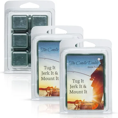 Miniatura 4 de The Candle Daddy 's Gone Fishin' - Tug It Jerk It & Mount It - Cabina rústica perfumada - Cubo de cera con aroma máximo - 1 paquete -2 onzas - 6