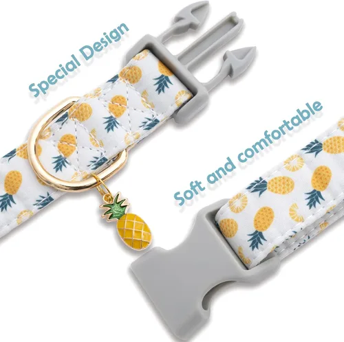 Miniatura 4 de Faygarsle Lindo collar de perro para perras y perros machos, collar suave y elegante para mascotas con diseño de piña, collar de perro de verano