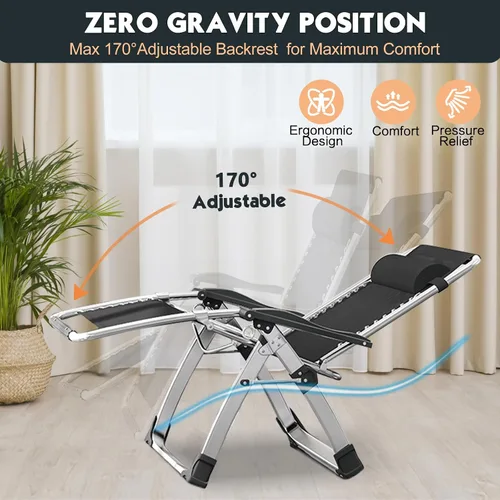 Miniatura 6 de MOPHOTO Cómoda silla plegable para sala de estar, silla reclinable plegable con colchón para interiores y exteriores, silla de ocio, sillas Pewter