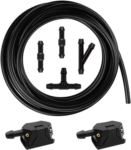 Kit de manguera de limpiaparabrisas 7 en 1, incluye 2 piezas de boquillas de limpiaparabrisas universales de 4 agujeros montadas en brazo + 4 piezas