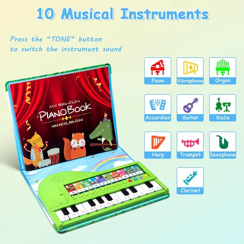 Miniatura 2 de Teclado de piano para niños pequeños con libro, juguetes musicales educativos para niños de 3, 4, 5, 6 años, regalos para niños y niñas