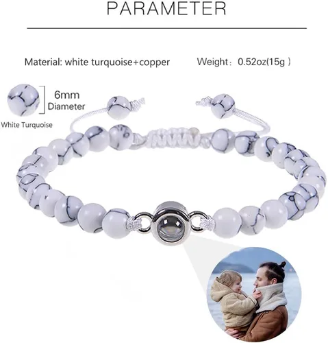 Miniatura 2 de Lam Hub Fong Pulseras personalizadas con imagen en el interior para hombres, regalos de Navidad, pulsera de cuentas con foto para hombres, regalos
