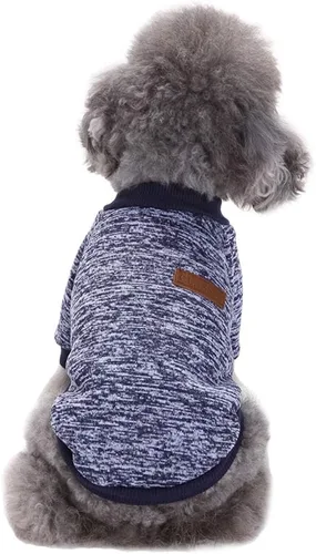 Miniatura 8 de Suéter de punto clásico para perros y mascotas, cálido para invierno, abrigo para mascotas, suéter suave para perros pequeños (XS, marrón)