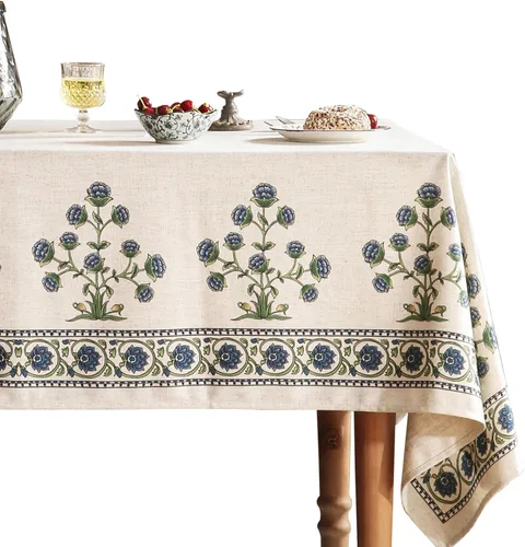 Miniatura 45 de patdrea - Mantel de lino floral, grueso, decorativo y francés para mesas rectangulares o cuadradas, para cocina y comedor, 55 x 79 pulgadas